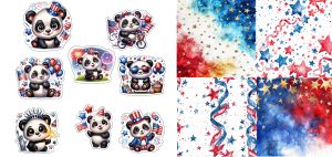 Patriotic Panda  Journal Set 0726