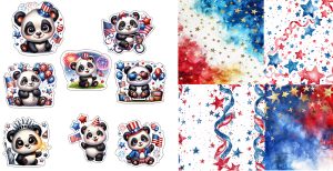 Patriotic Panda  Journal Set 0726