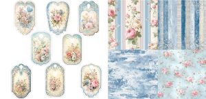 Shabby Blue Tags Journal Set 0826